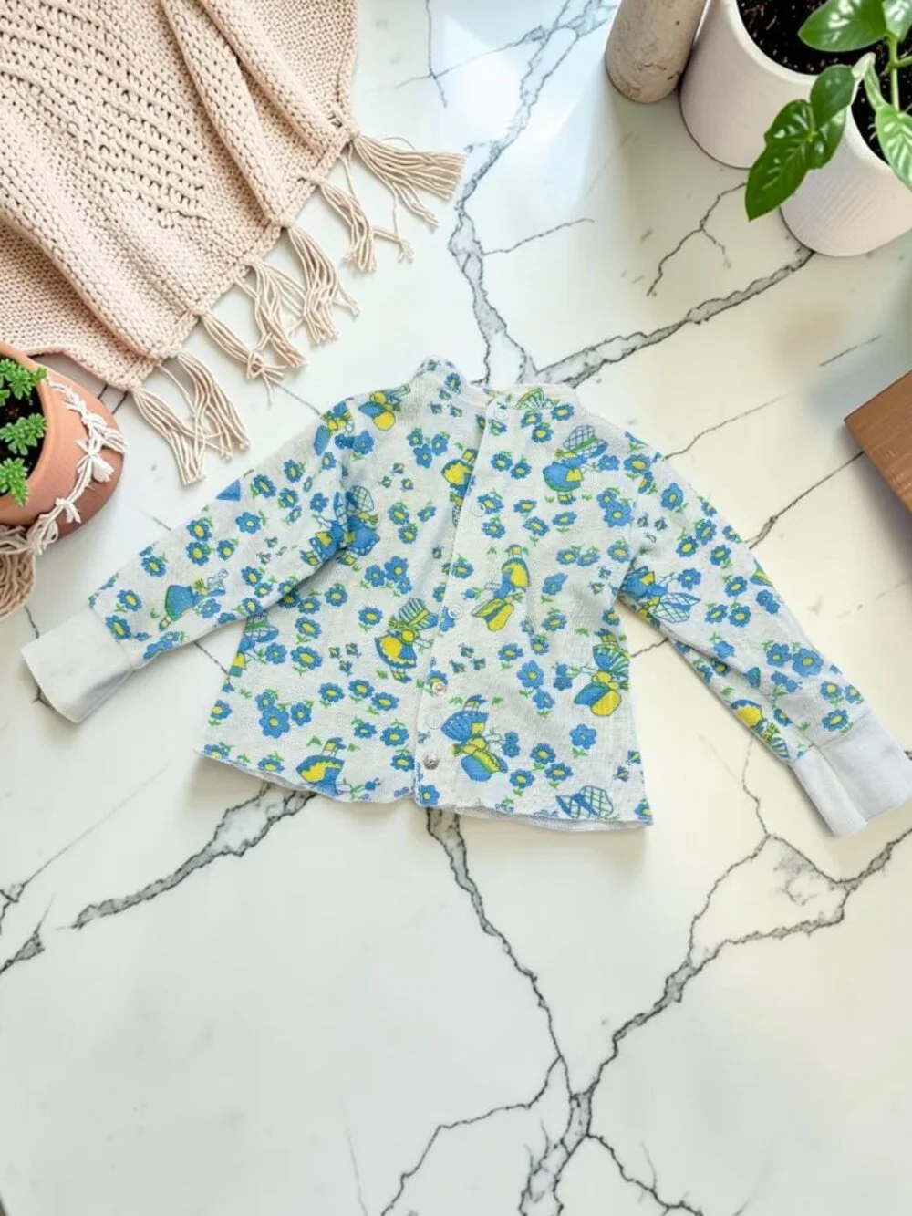Vintage Carter's Girls Size 2 Years Matching Footed Snap Button Pajamas Floral